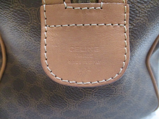 CELINE Macadam Travel Hand Boston Bag MC99/2 Purse Brown PVC Leather Italy  70234